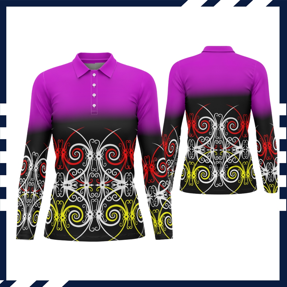 BATIK DAYAK KALIMANTAN KAOS BAJU WANITA BERKERAH PRINTING TERBARU