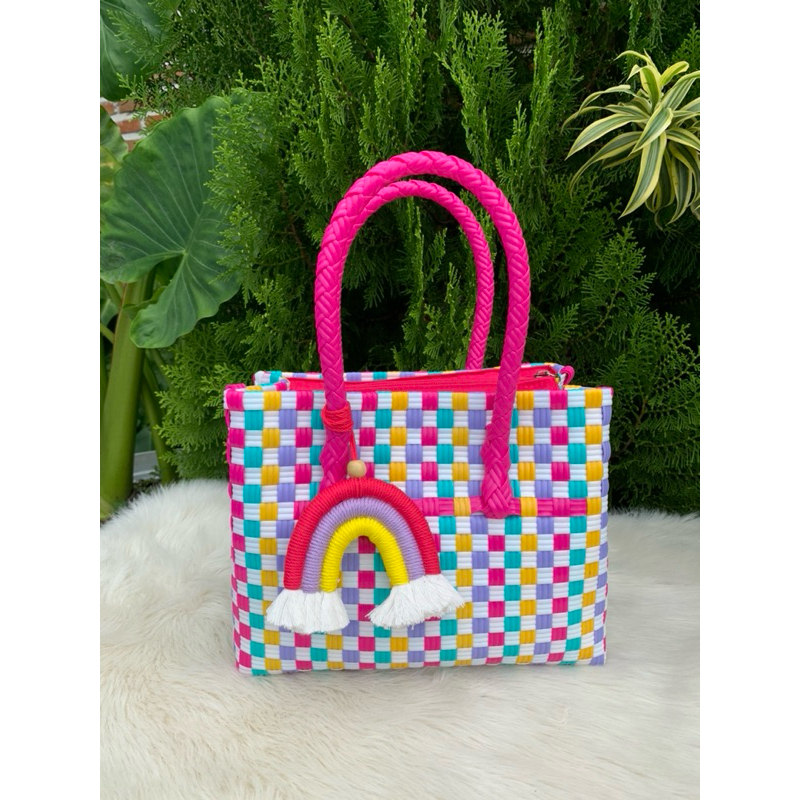 Tas Anyaman Plastik Tote Bag Premium Resleting Furing Ukuran Besar L Patty Totebag