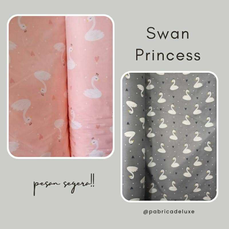 Kain Sprei Motif Swan Princess Katun Motif Meteran