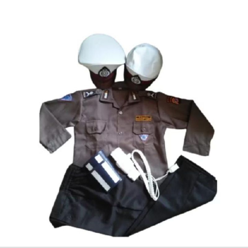 Baju Polisi Lalu Lintas Anak Laki-Laki Perempuan Seragam Profesi Polisi Lalu Lintas Kostum