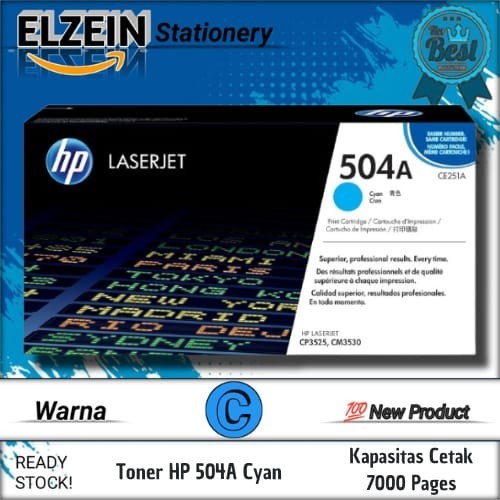 Cartridge Toner Laserjet HP 504A (CE251A) Cyan Printer Laserjet CP3525, CP3525dn, CP3525n, CM3530 MF