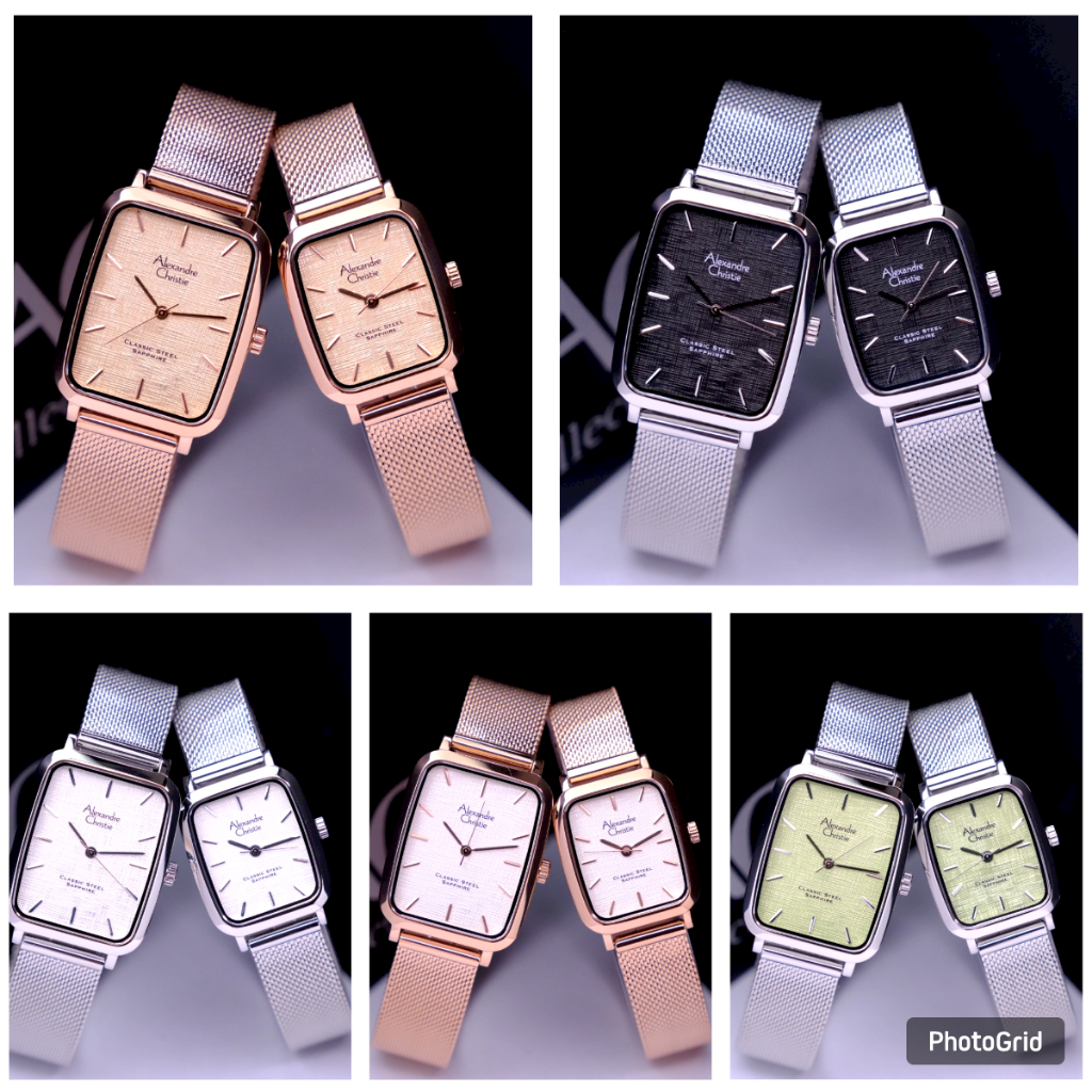 Jam Tangan Couple AC Alexandre Christie 8699 Original Tanggal Aktif - Tali Pasir - Garansi Resmi 1 T