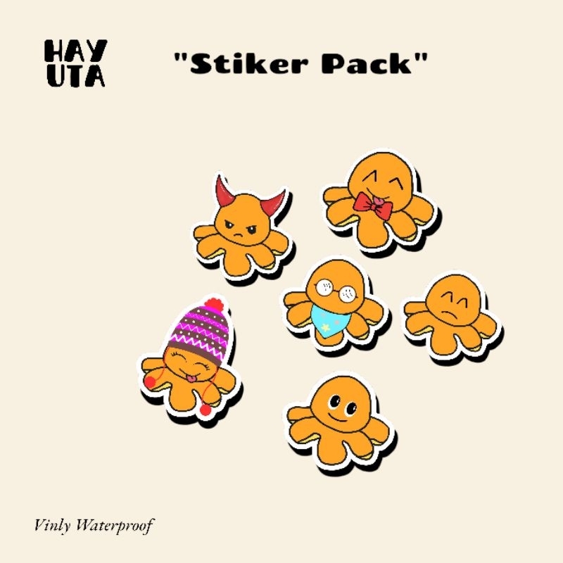 

Stiker Octocute Vinyl Glossy Set 6 pcs untuk Laptop, Tumbler, Booknote, Helm, dan Cermin -