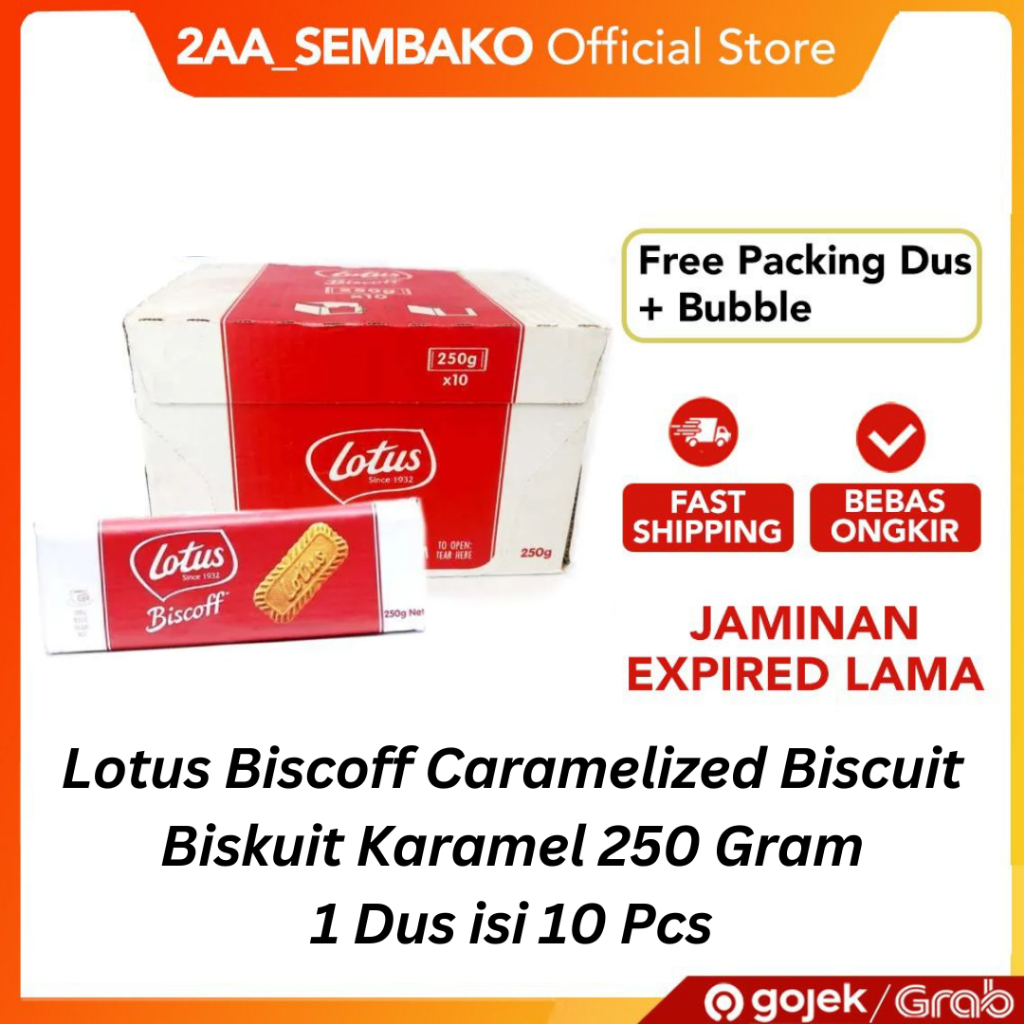 

Lotus Biscoff Caramelized Biscuit Biskuit Karamel 250 Gram 1 Dus isi 10 Pcs