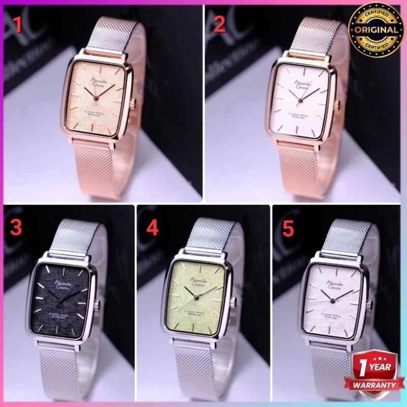ORIGINAL GARANSI RESMI 1 TAHUN JAM TANGAN PRIA ALEXANDRE CHRISTIE COWOK SAPPHIRE RANTAI PASIR STAINL