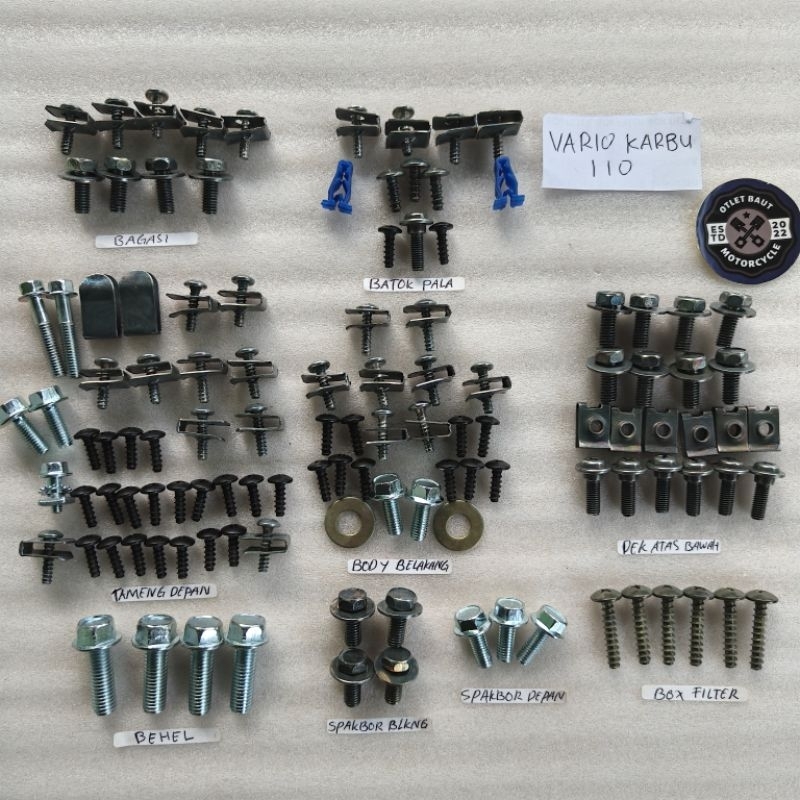 Baut Vario Karbu 110 Fullset Baut Fullbody Baut Vario Lama Vario 110 Baut Motor Lengkap