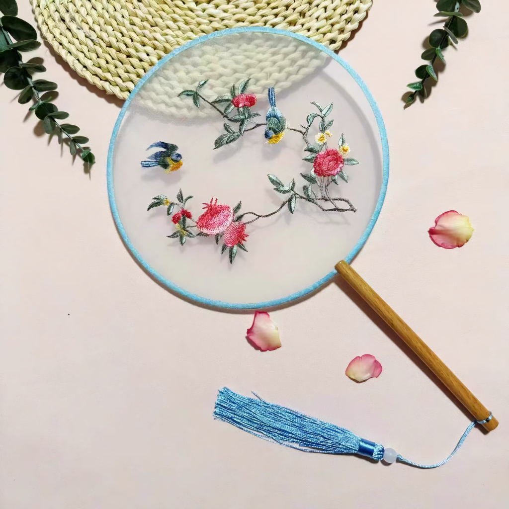 Kipas Sangjit Kipas Imlek Kipas Bordir Kipas Premium - Biru