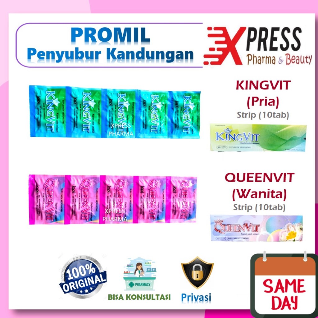 XPRESS  STRIP KingVit QueenVit Vitamin Penyubur Kandungan Promil King Queen Vit Kingfit Queenfit Que