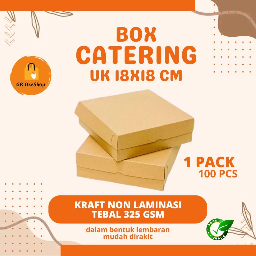 DUS KOTAK KATERING TEBAL 325 GSM/CAKE/BOX KUE/NASI 18X18 WARNA COKLAT - NON LAMINASI