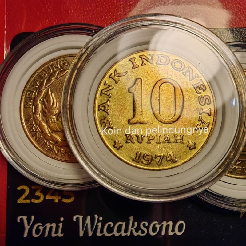 10 rupiah tabanas kuning 1974 pelindung koin asli