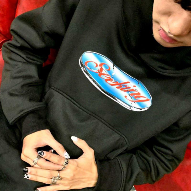 Seeking - Hoodie Boxy Oversized 400gsm Fragment Black