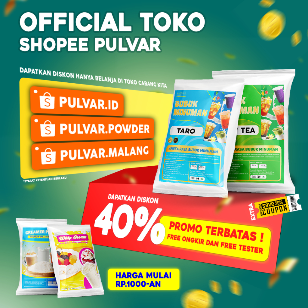 

Forcysn Bubuk Minuman Rasa / Serbuk Minuman 250Gr / Bubuk Minuman Boba / Bubuk Minuman Premium 250Gr