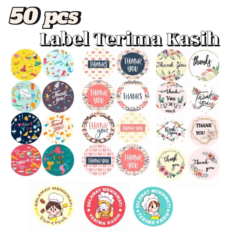 

Label Sticker Thank You Selamat Menikmati Terima Kasih REPACK 50 PCS