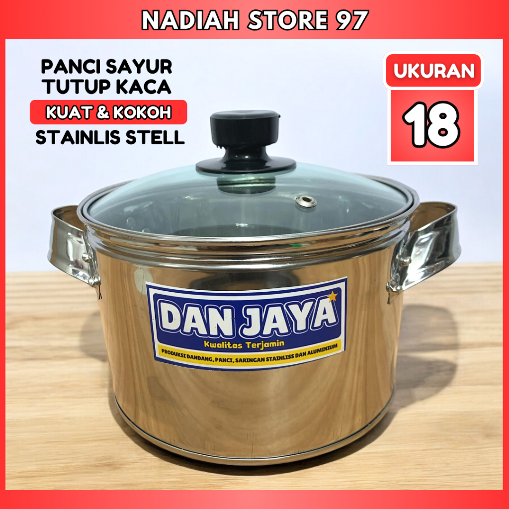 Panci Rebus Stenlis Tutup Kaca Gagang Stenlis Free Centong