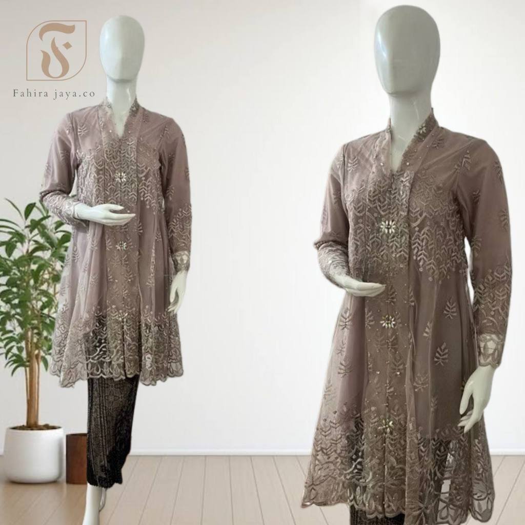 Dheefa - Atasan Tunik Floy Kartini Model Kancing Depan Busui Friendly Kebaya Brokat Pesta Dan Kondan