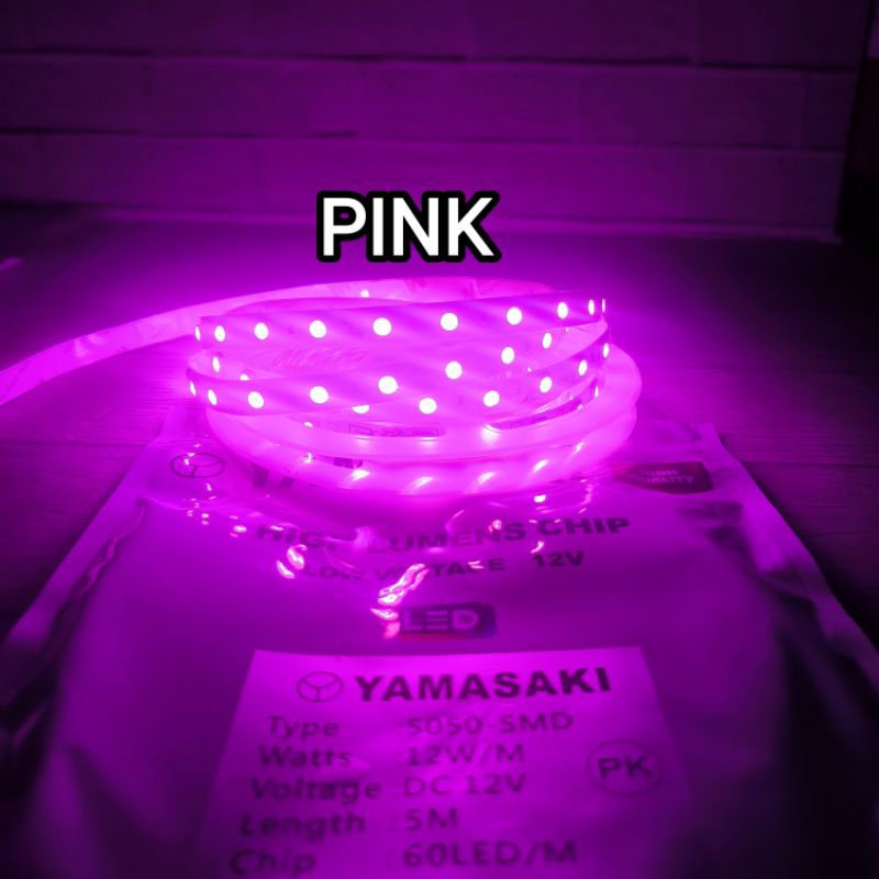 YAMASAKI LAMPU LED STRIP 5050 DC 12V / LED STRIP 5050 5M CAHAYA PINK / MERAH MUDA 12 VOLT 5 METER