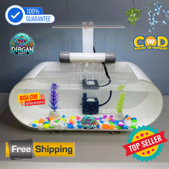 Set lengkap Aquarium mini plus mesin pompa dan lampu LED 3 Watt