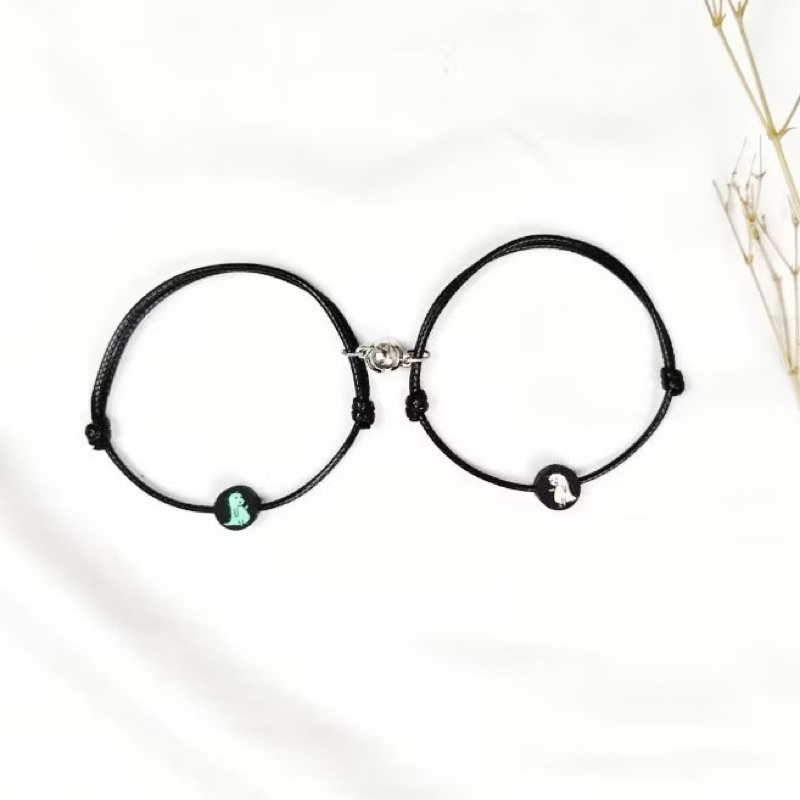 GELANG TALI COUPLE MAGNET DINO 2PCS/SET