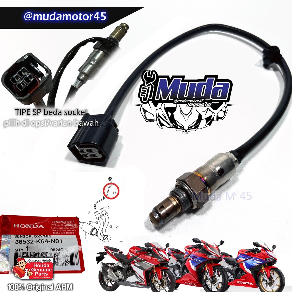 SENSOR OXYGEN CBR250RR 36532-K64-N01-NA1-NP1 O2 OKSIGEN KABEL KNALPOT KENALPOT HEADER 36532K64N01 36