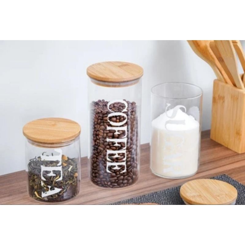Informa set 3 pcs Tanya stoples kaca/toples kopi gula teh informa