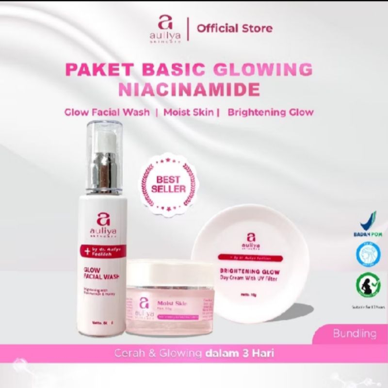 (COD)Auliya Skincare Paket Basic Glowing Niaciamide Spesial Isi 3 Item By Auliya Skincare