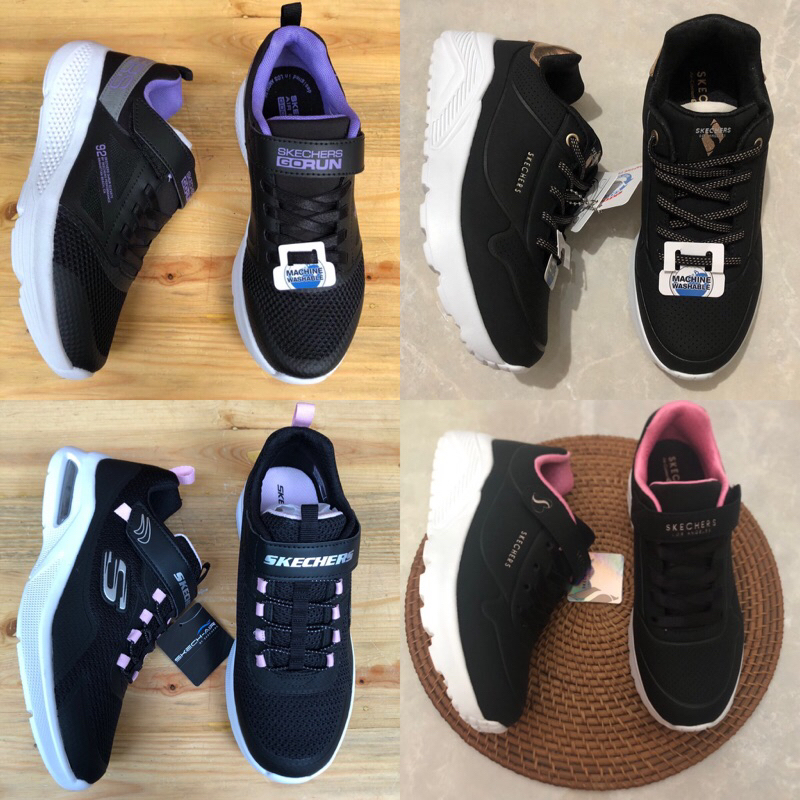 Skechers Go Run Elevate BLACK WHITE GIRL ORIGINAL