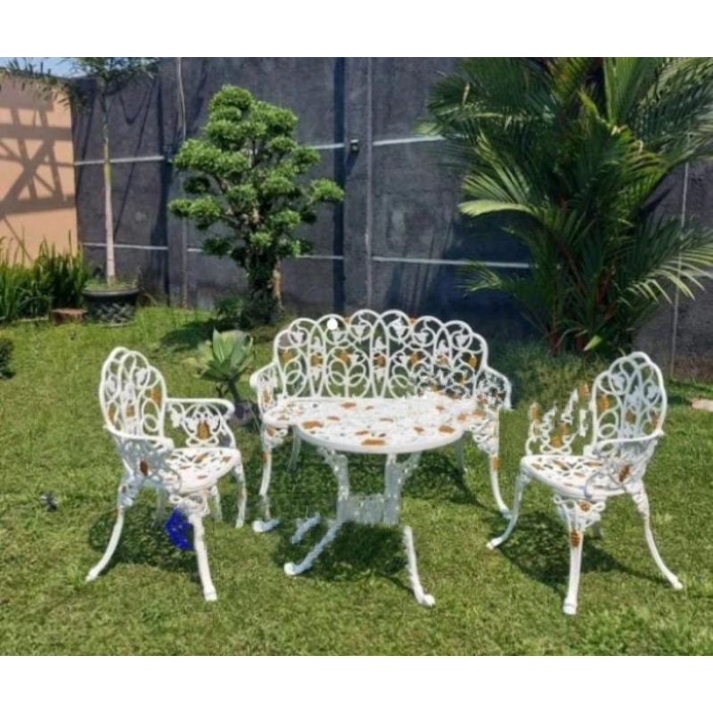 KURSI BESI TAMAN MINIMALIS KURSI TERAS DEPAN ELEGAN BANGKU DUDUK MODERN