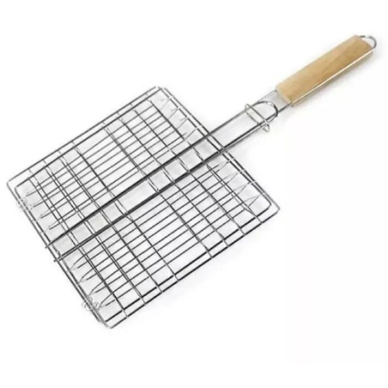 panggangan ikan jepit gagang kayu anti lengket