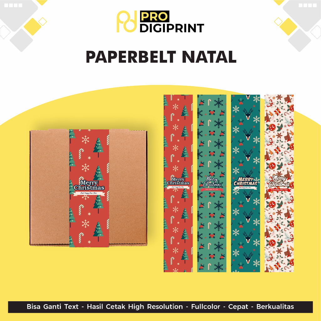 

Paper Belt Natal Merry Christmas Untuk Kemasan Makanan / Sleeve Packaging