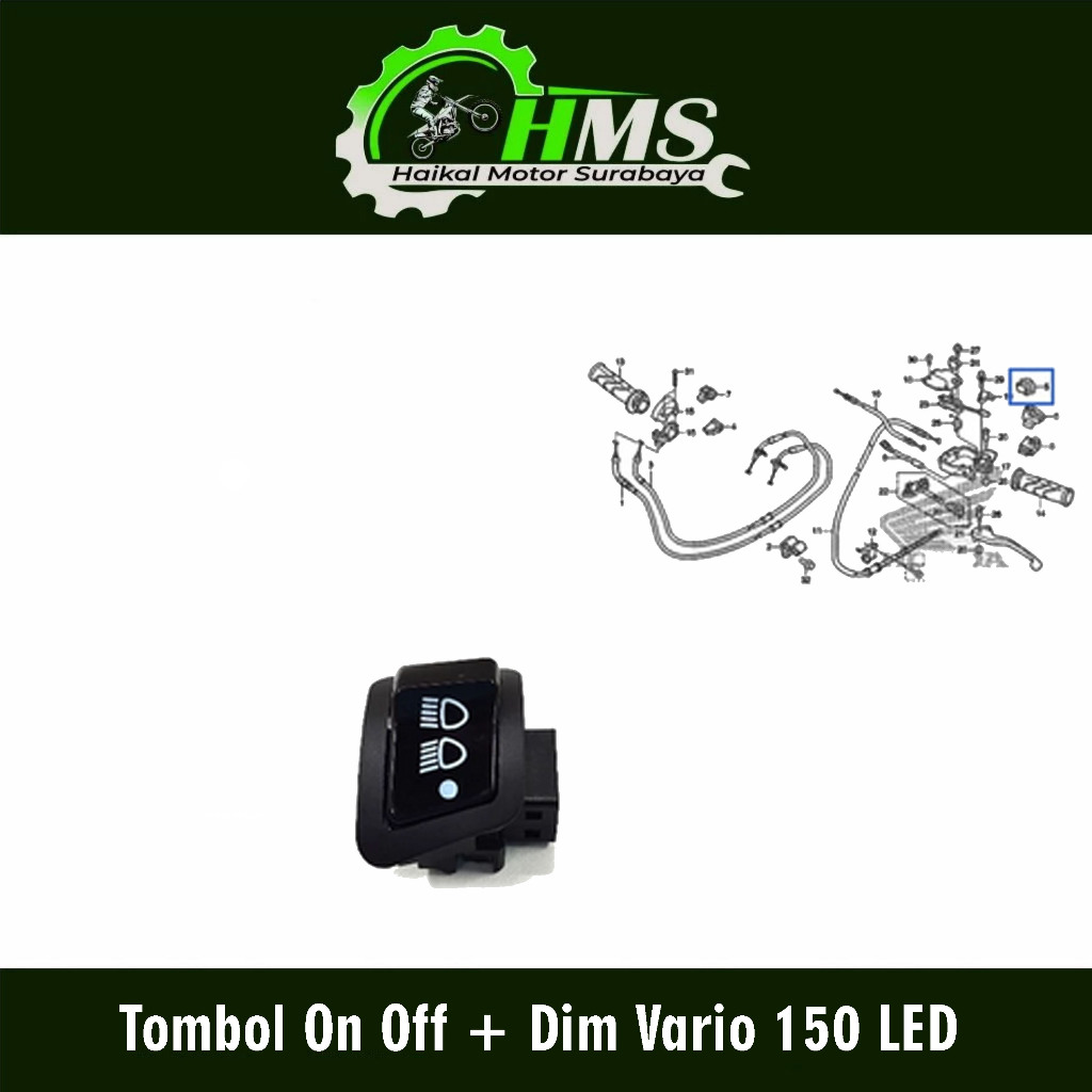 Tombol On Off + Dim Vario 150 LED - Saklar Sakelar Switch Modif 3 Fungsi Lampu Utama Dimmer Jauh