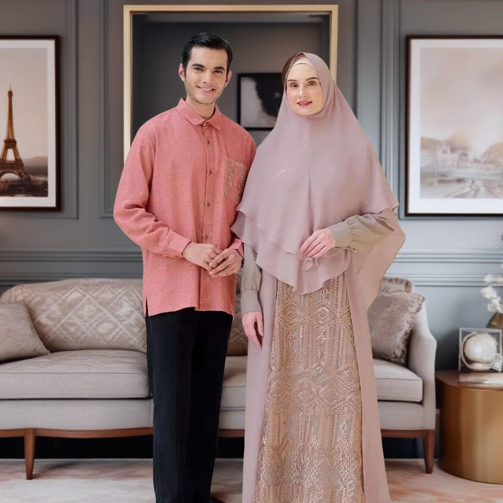 BAJU SARIMBIT HAITWO COUPLE 01 ROSE CHOCO - BROWN / SARIMBIT COUPLE HAITWO KHADIJAH - ABIZAR