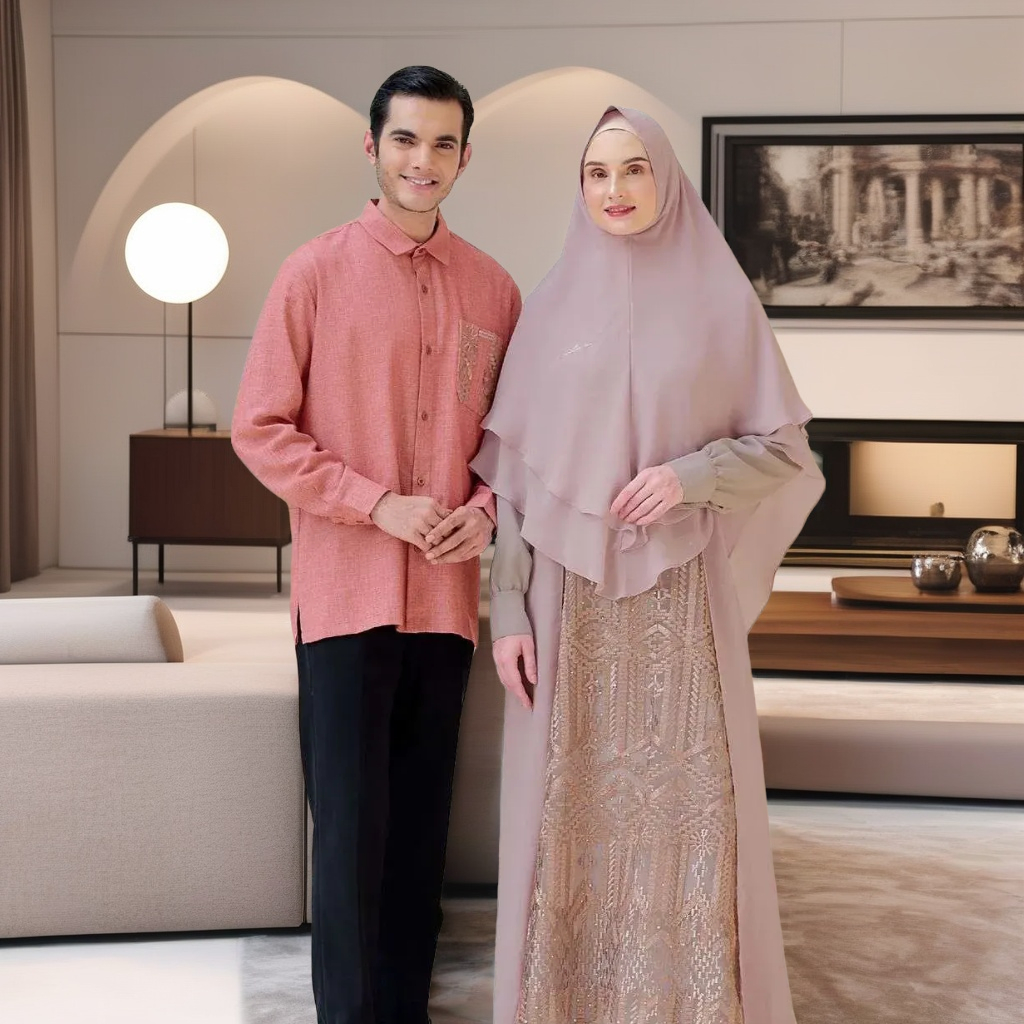 BAJU SARIMBIT KELUARGA HAITWO COUPLE 01 PEACH /COUPLE HAITWO KHADIJAH - ABIZAR