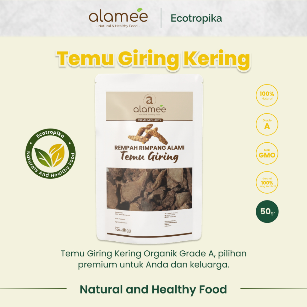 

Temu Giring Kering Organik Iris Kuning Gajah Rempah Rimpang Alami Bumbu Rempah Dapur