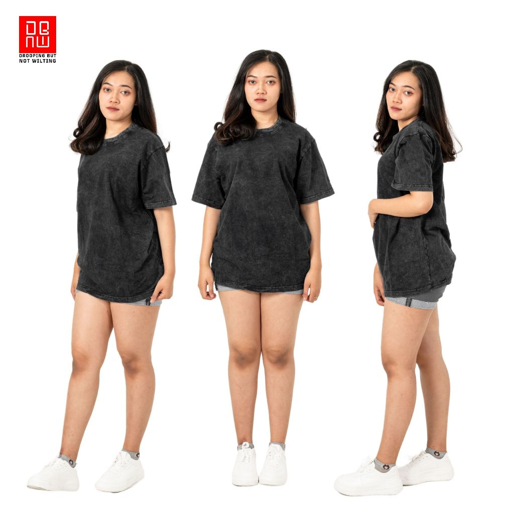 Kaos Washed Oversize Lengan Pendek Pria Wanita Kaos Polos Premium 100% cotton Combed Black