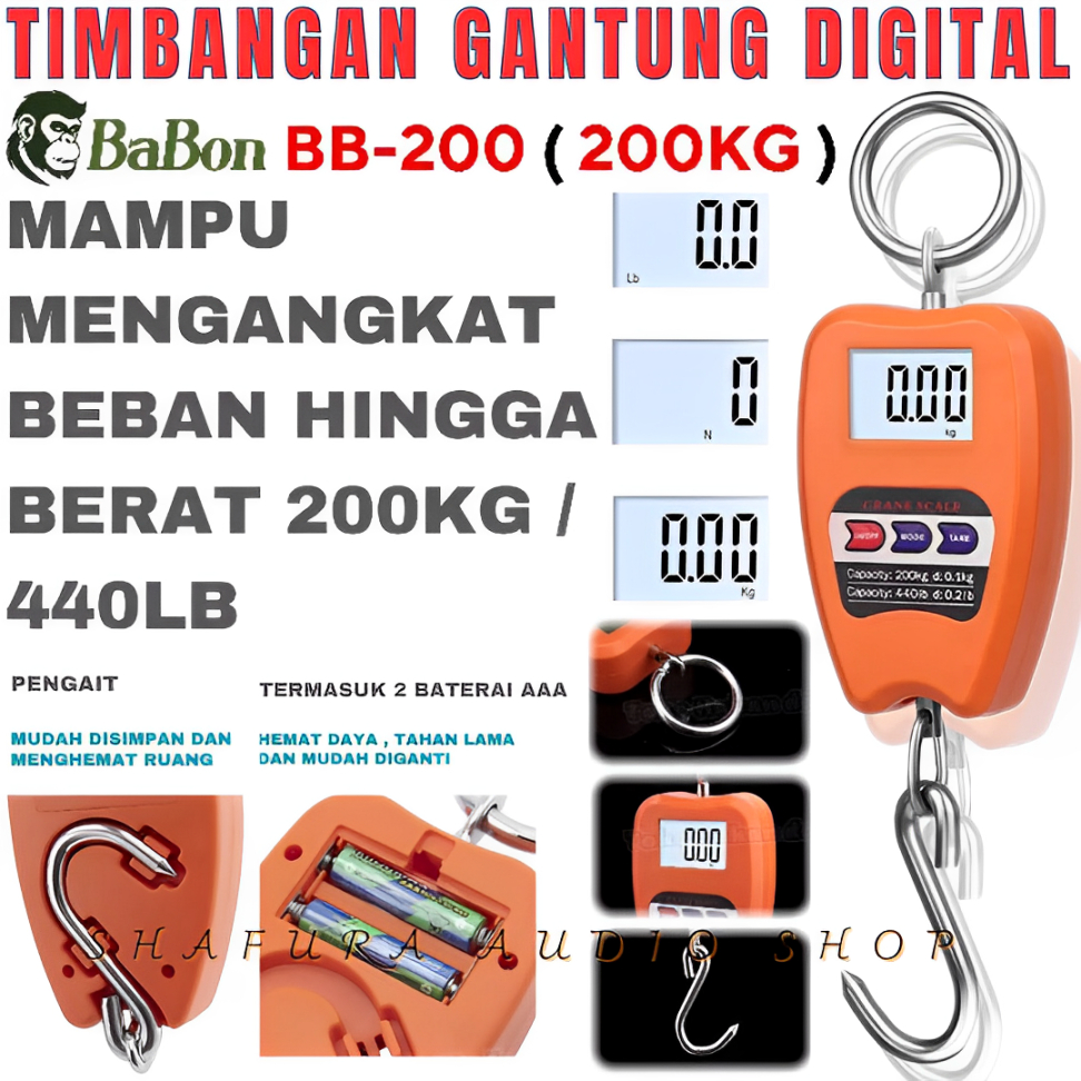 Timbangan Gantung Besi 50kg, 100kg Dan 200kg Hanging Scale Digital Dan Jarum | Mini Crane Scale Timb