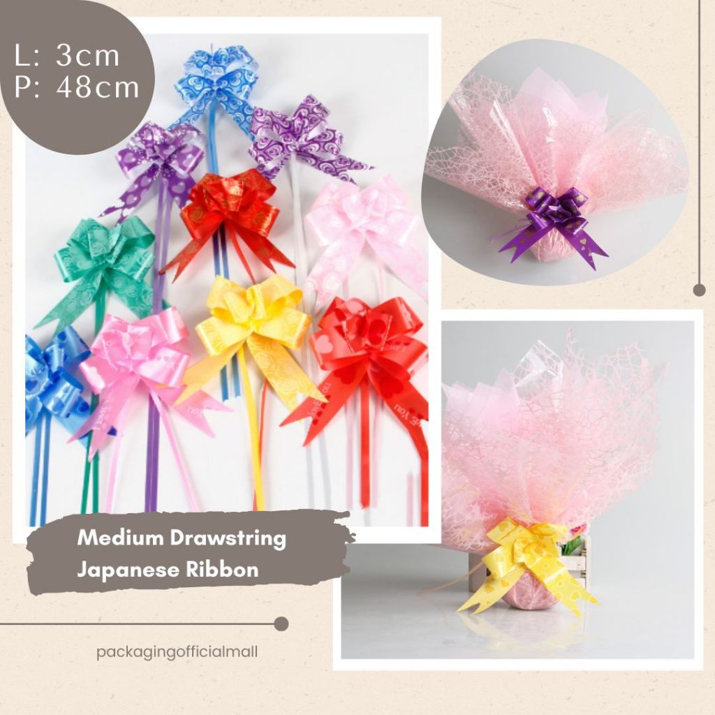 

MEDIUM DRAWSTRING JAPANESE RIBBON / PITA JEPANG / AKSESORIS BUKET BUNGA / FLORIST SUPPLY