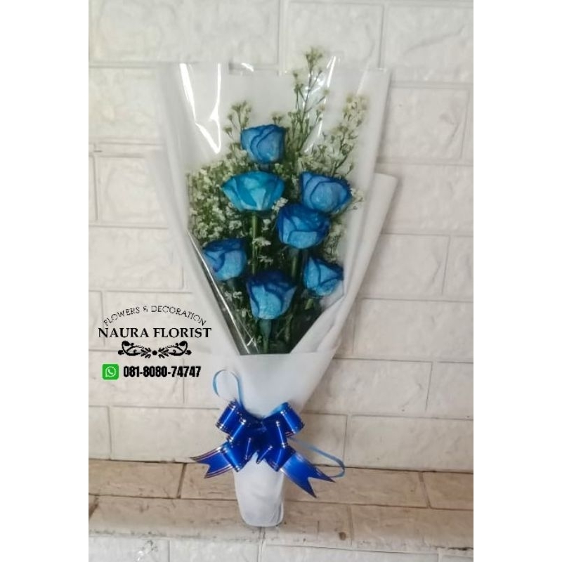 Buket bunga/ buket mawar/buket wisuda/buket bunga asli/mawar biru