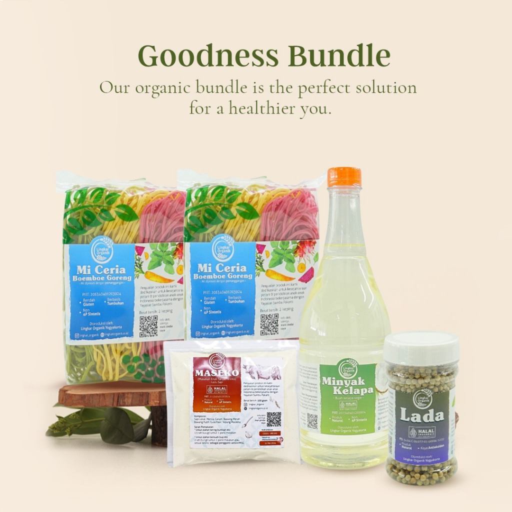 

Bundling LO MINYAK KELAPA NATURAL 1 L, LO LADA PUTIH NATURAL 100 GR, LO MASEKO SAPI NATURAL 100 GR (REFIL) & LO MIE CERIA BOEMBOE GORENG NATURAL 2 KEPING