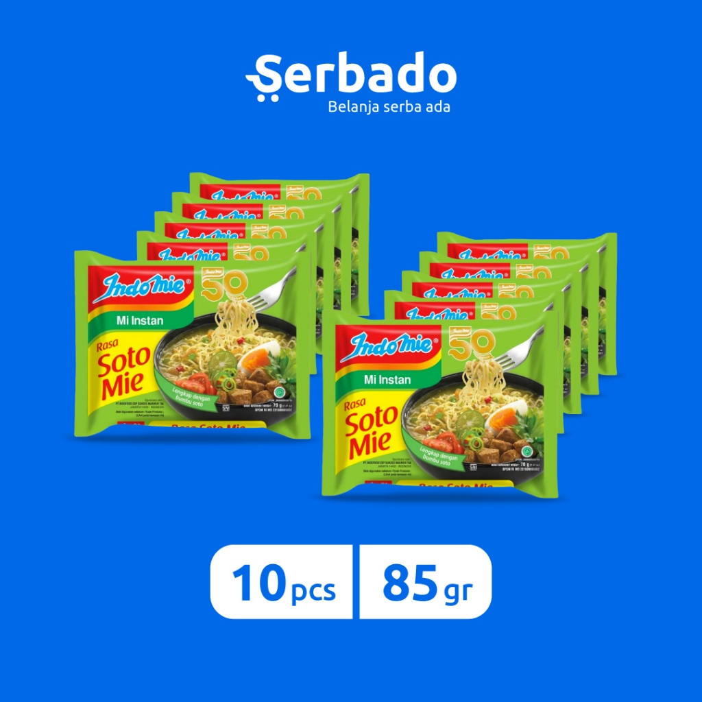 

Indomie Kuah Soto Mie 69gr (Isi 10 pcs)