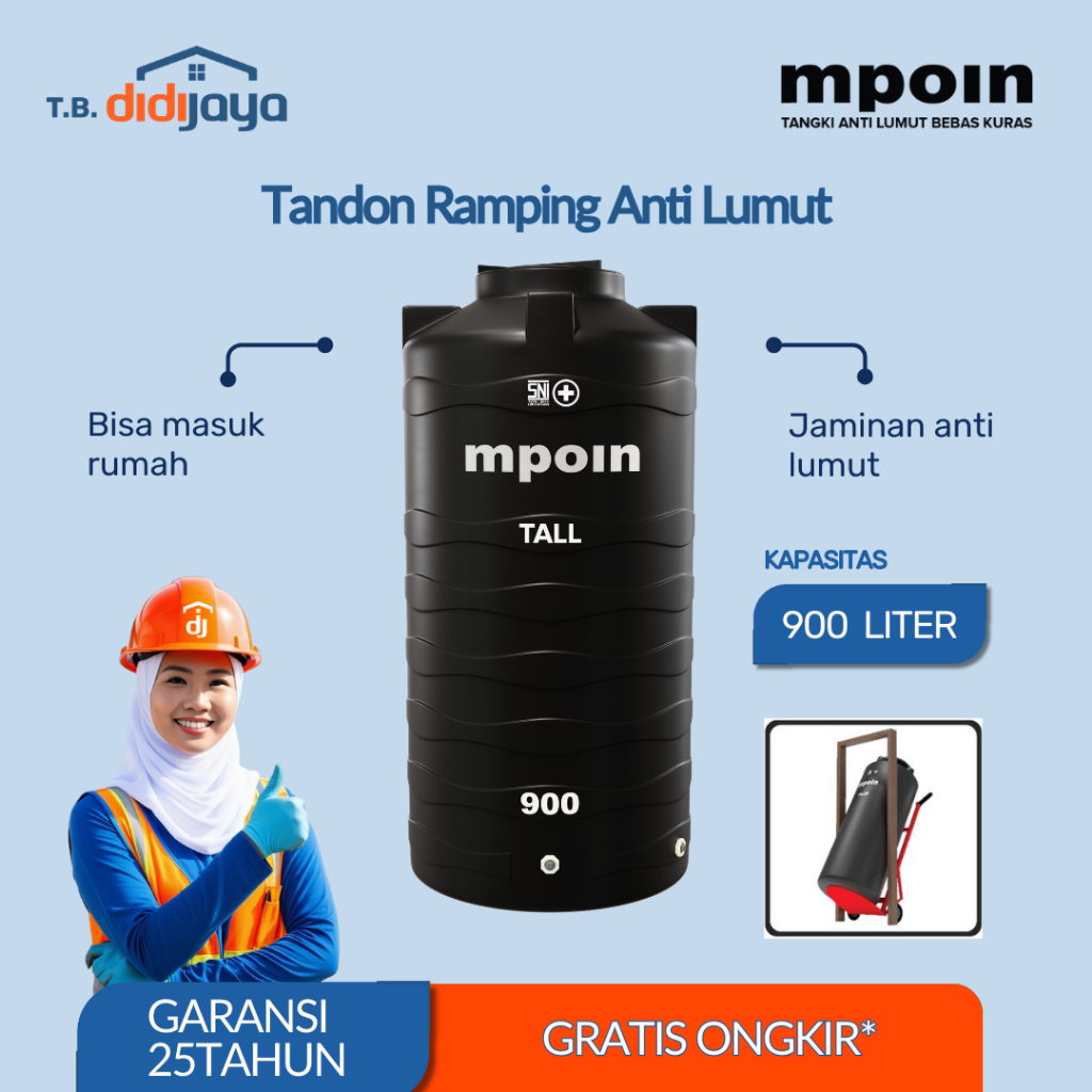 Tandon Air MPOIN Tall 900 Toren Air Tangki Air Ada Kakinya 900 Liter