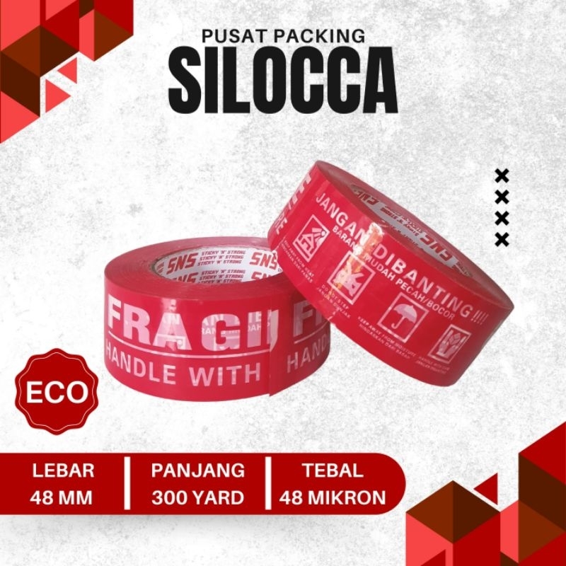 

LAKBAN FRAGILE 300 YARD ECO X 48 MM SNS KUALITAS TERBAIK/SELOTIP/ISOLASI/SOLASI/TAPE