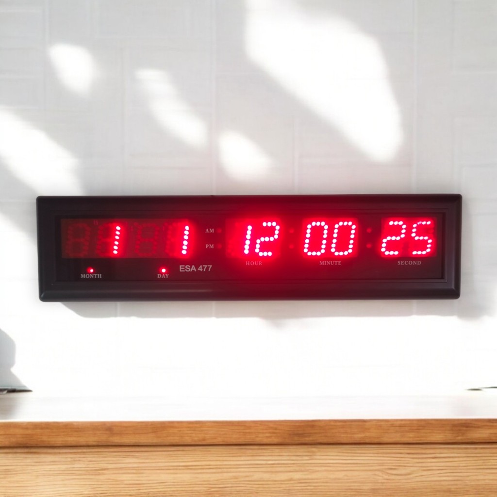 ESA Jam Dinding Digital LED Wall Clock Dengan Kalender Otomatis 477