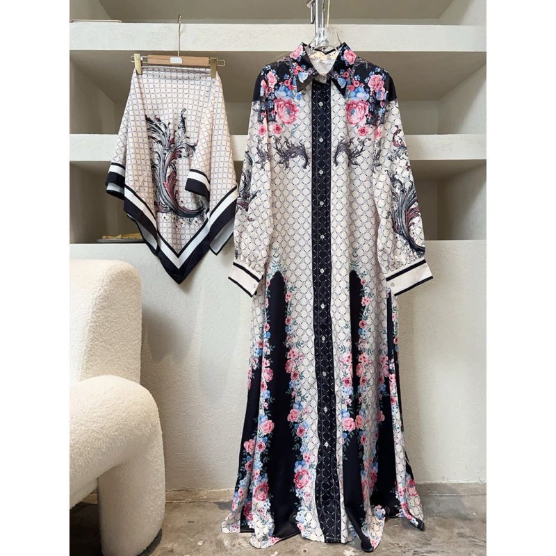 Dress satin silk set elegant dan mewah