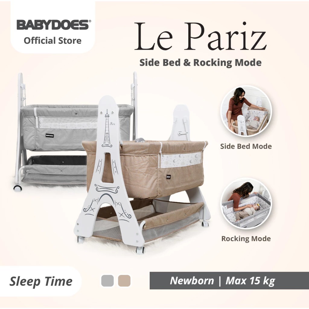Baby Does Baby Box Le Pariz Side Bed & Rocking Mode CH - LB 1634 / Babydoes Tempat Tidur Bayi