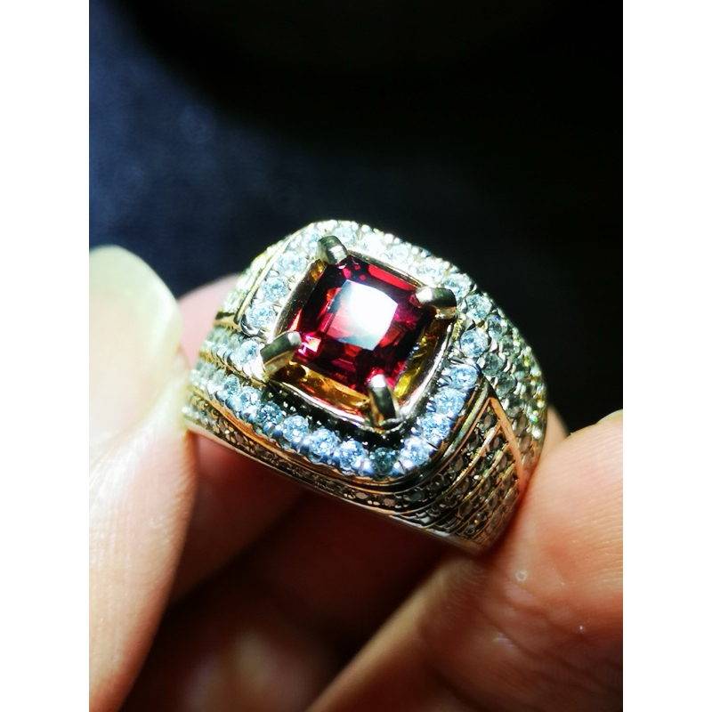 Cincin batu permata natural umbalite garnet(pyrope-almandite)memo WGL