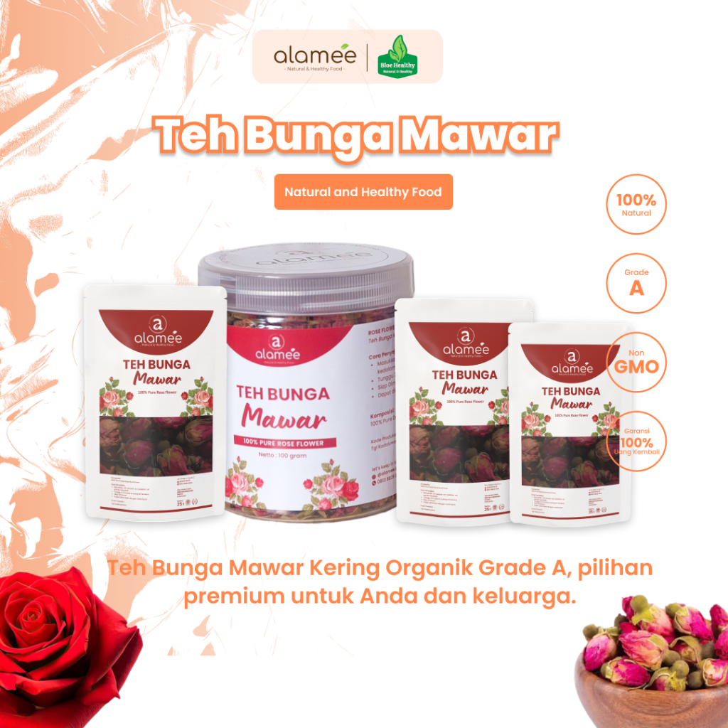 

ALAMEE Teh Bunga Mawar Rose Flower Tea Organik Kering Dried Siap Minum Seduh All Variant