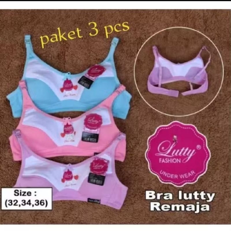 OK BRA SPORT LUTTY Bra Remaja SMP-SMA Bra ABG SMP-SMA Bra Tanpa Busa Tanpa Kawat (isi 3pcs) SP25