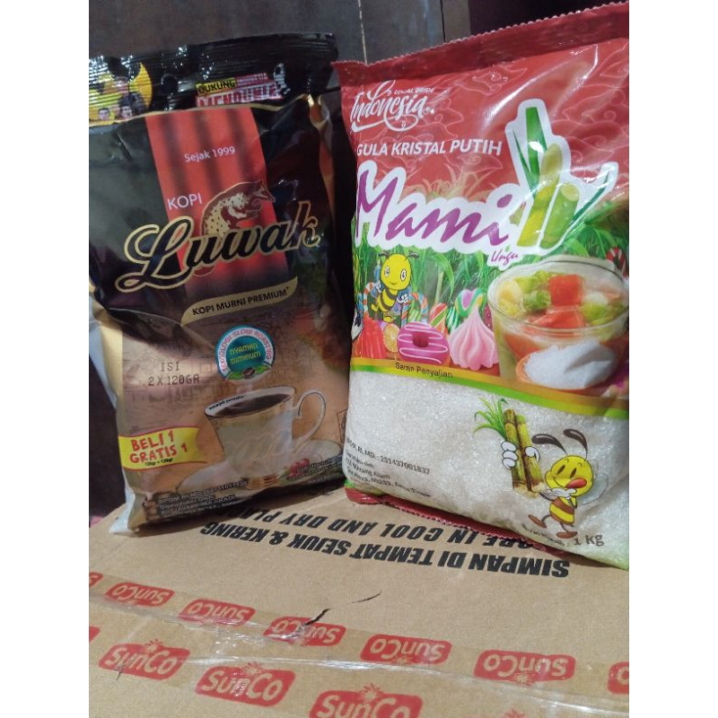 

KOPI LUWAK 240G (2X120G) + GULA MAMI 1KG (BUNDLING)