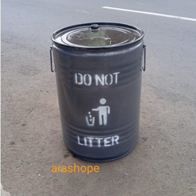 tong/drum besi tutup lebar 60 liter/tong sampah besi/tempat bakar sampah