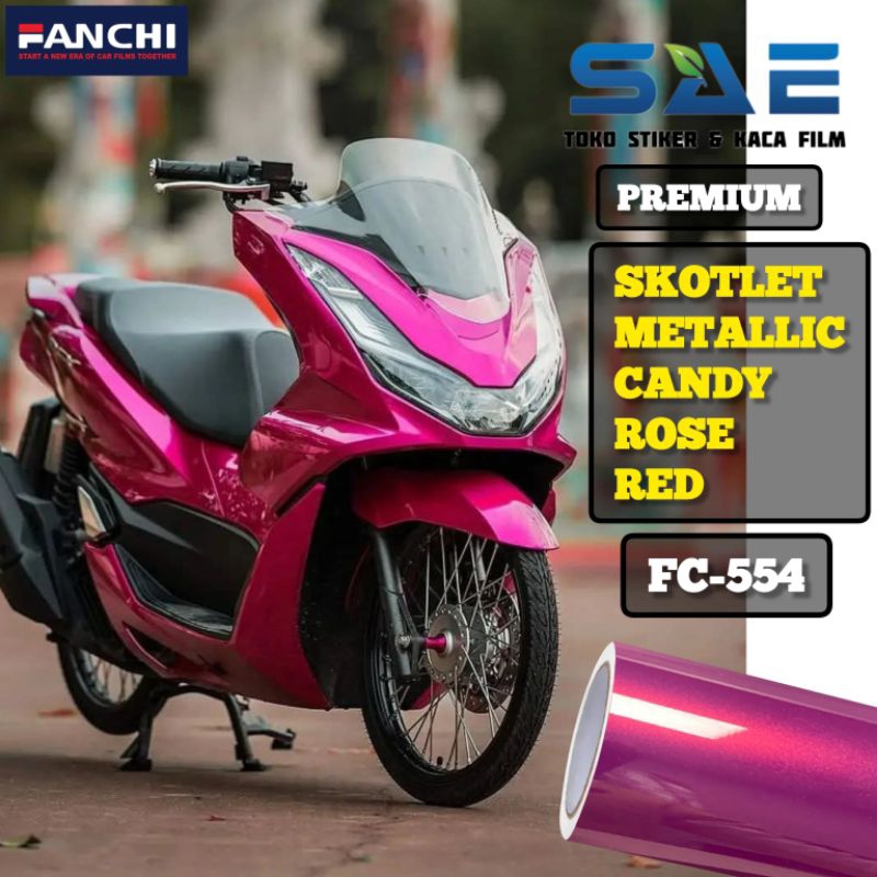 Skotlet Pink Magenta Sticker Fanchi Rose Red Metallic Candy Berperekat Premium Original L-50Cm